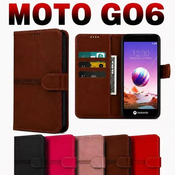 Motorola Moto G06 Capa Carteira Flip  Magnética Couro Porta Cartão Anti Impacto Suporte + Película 9D privacidade