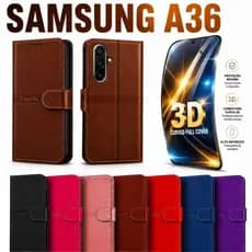 Capa Carteira Flip Samsung Galaxy A36 Magnética Couro Porta Cartão Anti Impacto Suporte + Película 9D