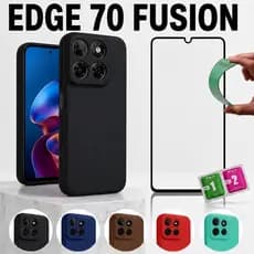 Moto Edge 70 Fusion / 70 Fusion Plus +  Capa Silicone Aveludada Premium Anti Impacto Proteção De Câmera + película 9D