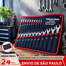 BAIERDI Chaves Combinadas Alta Resistência 6mm até 32mm com Estojo Tecido Doméstico Profissional