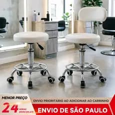 BAIERDI Banqueta Giratória Ajustável com Encosto Cadeira de Bar Rodízios para Atendimento Recepção e Salão