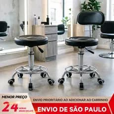 BAIERDI Cadeira de Escritório Ajustável 48-63cm com Rodízios e Encosto, Assento Antideslizante para Trabalho