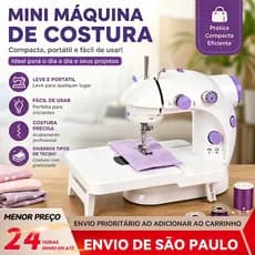 BAIERDI Mini Máquina Costura Portátil Linha Dupla Com Pedal Luz LED Bivolt Doméstica