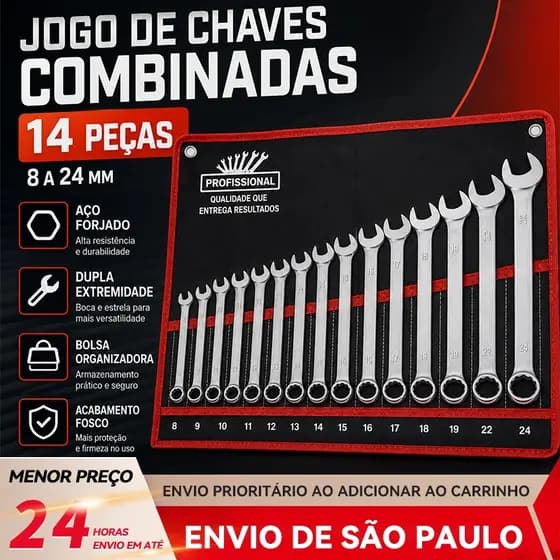 BAIERDI Jogo Chave Combinada 12 Pçs 8 A 22mm Boca Estrela Açocromado Prateado