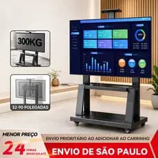 BAIERDI Suporte TV Móvel Reforçado para Sala de Reunião, Compatível 32-90" Até 300KG com Rodízios Silenciosos