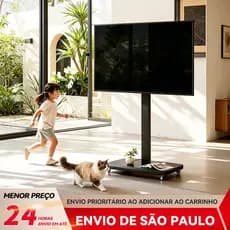 BAIERDI Suporte De TV Com Rodas Traváveis Tela Rotativa Horizontal E Vertical Duas Cores Preto E Branco
