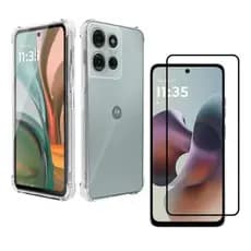 Capinha Transparente Com Película Para Motorola G56