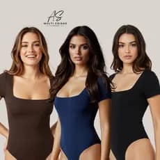 KIT COM 3 BODY MANGA CURTA GOLA QUADRADA VARIAS CORES
