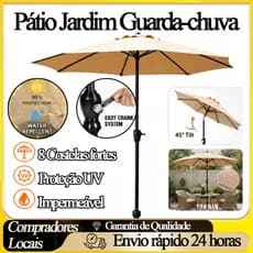 Ombrelone Guarda Sol Central para Jardim 2,70 Metros Impermeável Uv Piscina Área Externa  Jardim Praia Quadrado Redondo