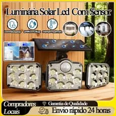 Luminária Solar Led  Com Sensor de Movimento Luz Fria Ajustável para ambientes externos Solar Light with Smart Motion