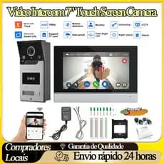Campainha Inteligente Video Campainha 7" Touch Bivolt 120° Gravação Alumínio  Monitor Residencial com Abertura Remota