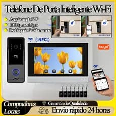 Campainha Inteligente 2MP Com App Visão Noturna Abertura Remota Gravação em Cartão Vídeo Porteiro Touch Suporte 4 Unidad