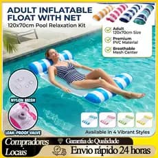 2pcs/Boia Rede Inflável Adulto 120x60cm Em PVC Hammock Listrado Relaxante Verão Praia e Natação Boia Rede Esteira Cama