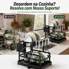 Escorredor de Louça Aço Carbono Anti-Ferrugem Sistema de Escorrimento Higiênico