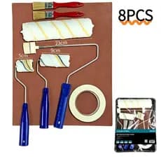 Kit de Pintura 8Pçs Alto Padrão Qualidade Rolos 23cm/9cm Lã Microfibra C/ Suporte, Bandeja e Trincha