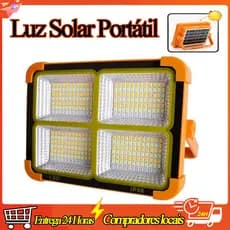 Refletor Solar LED Recarregável Iluminação de emergência Acampamento ao ar livre Luz portátil Holofote Solar Led