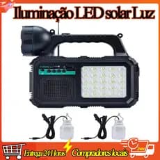 Iluminação LED solar Luz de emergência de acampamento ao ar livre Rádio FM Multifuncional Impermeável Ideal para Camping