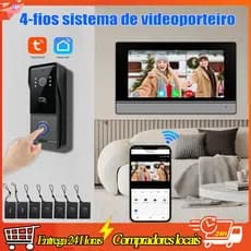 Campainha Inteligente 1080P Interfone Visual 2MP APP Remoto Cartão IC Visão Noturna IP65 Prova D'água Suporte 4 Unidad