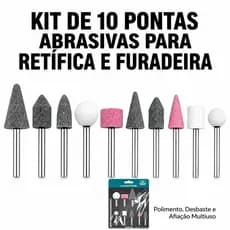 Kit 10 Peças Pontas Montadas Abrasivas Esmerilhar Polir Afiar Furadeira Retífica