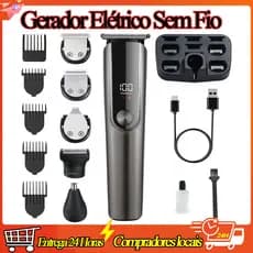 Máquina de Cortar Cabelo Sem Fio Recarregável de Barba Trimmer Profissional Maquina De Barbear e Aparador Elétrico 3 Em1