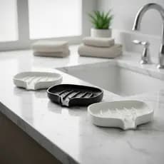 Kit 3 Saboneteiras Modernas Anti Umidade Secagem Rápida Dreno Inteligente Banheiro Cozinha