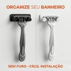 Suporte Barbeador Parede Sem Furo 3M Organizador Banheiro Forte Premium Fixação Segura Top