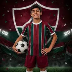 Conjunto Infantil Futebol FLUM1NENSE LISTRADO Nº10 Camisa Short Menino