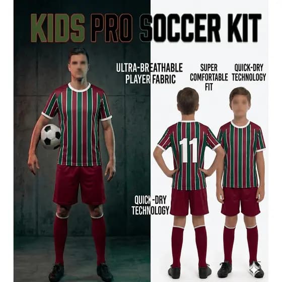 Uniforme Kids Infantil FLU LISTRADA Camisa Short Masculino Para Treino e Jogo