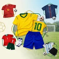 LIQUIDAÇAO Oferta Uniforme Infantil Futebol Camisa BRA5IL AMARELO Short Masculino Para Treino Leve