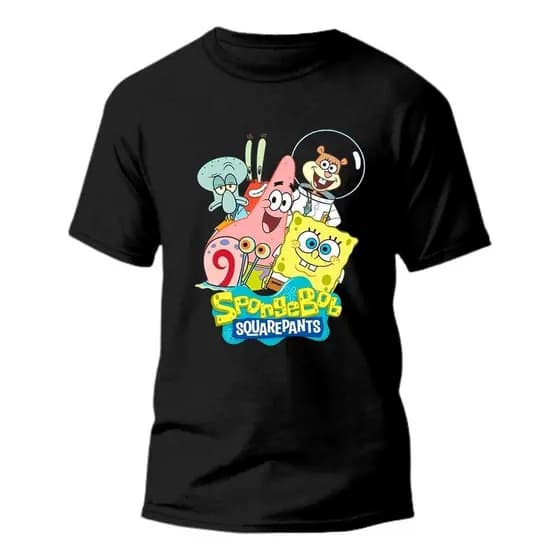 Promoção Camiseta Bob Esponja Adulto Infantil Unissex Masculino Feminino Camisa Leve Macia 100% Algodão Gola Redonda