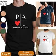 Camiseta Premium 100% Algodão Dia dos Pais Camisa Avô Personalizadas Nome Do(s) Filho(s) Confortavel Elegante