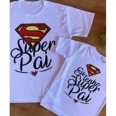 Kit Camiseta Unissex & Camiseta Infantil/Dia dos Pais/Super Pai/Super Filha/Presente Dia dos Pais Elegante