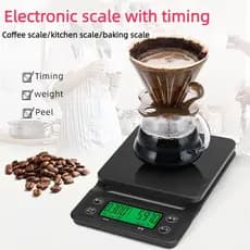 Balança digital de café, balança de cozinha de alta precisão, LCD, digital, cozinha, comida, Display LED, temporizador,