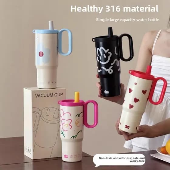 Copo de água leve e luxuoso de alta qualidade, copo de café portátil de aço inoxidável 316, grande capacidade, chaleira