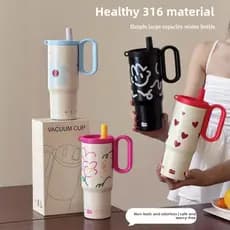 Copo de água leve e luxuoso de alta qualidade, copo de café portátil de aço inoxidável 316, grande capacidade, chaleira