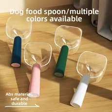 Novo estilo de colher transparente para alimentos para animais de estimação, suprimentos com medição de escala, alimenta