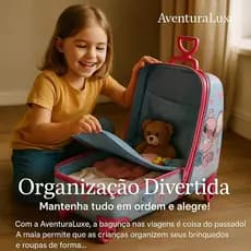 Mala Infantil 3D com Rodinhas Multicolorida para Crianças