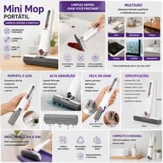 Mini Mop Esfregao Portatil Limpeza Rapida Facil Manuseio Absorvente Casa