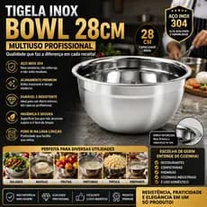 Tigela Inox Multiuso 28cm Resistente Facil Limpeza Uso Profissional Domestico