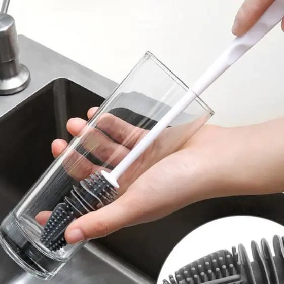 Silicone alça longa copo escova garrafa doméstica parede disjuntor escova de limpeza sem canto morto descontaminação fer