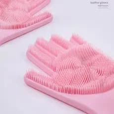 Luvas de Silicone para lavar louça, mulheres, limpeza doméstica, cozinha, lavagem de vegetais, lavagem de louça, couro d