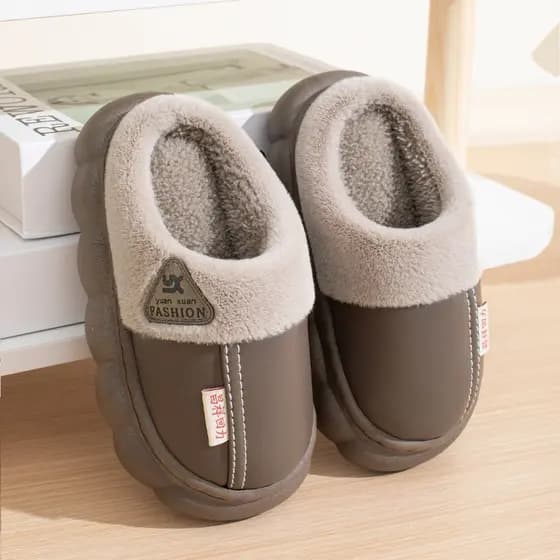 Meninos chinelos de algodão inverno interior antiderrapante impermeável pu médio grande crianças saco salto chinelos de