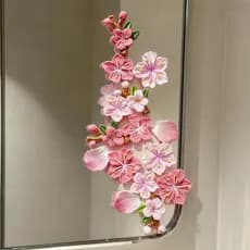 [Decoração de espelho] 3d tridimensional flor de pêssego adesivo borda decoração diy espelho banheiro adesivo de carro p