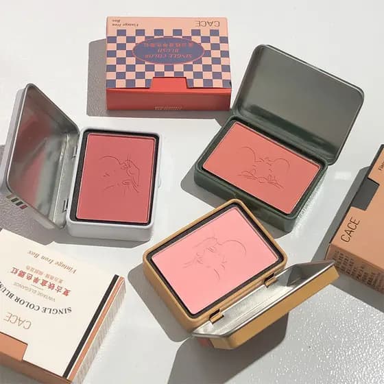 Caixa de lata retrô Blush Mouse estilo Anime estudante Pseudo-maquiagem baixa saturação pó cinza Rouge