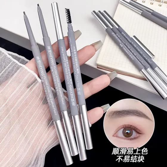 Lápis de sobrancelha de duas cabeças, esboço tridimensional ultrafino, à prova d'água, à prova de suor, sem manchas, fác