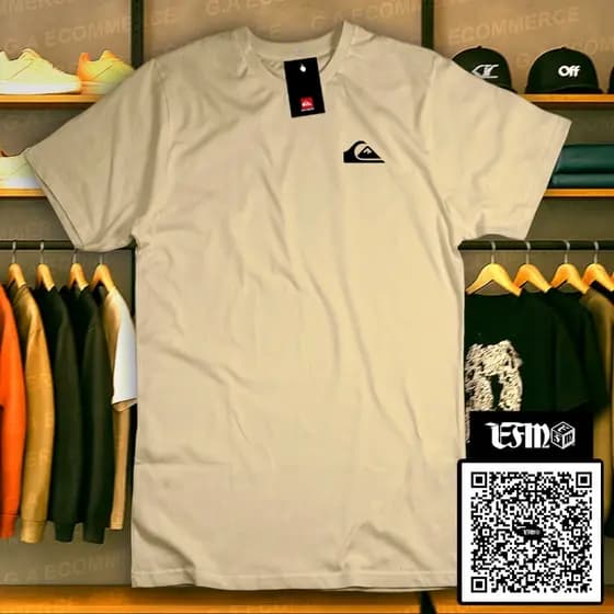 Camiseta Masculina T-Shirt Quiksilver QK Canto Relevo 3D Skate Surf 90 Streetwear Camiseta Algodão Skateboard