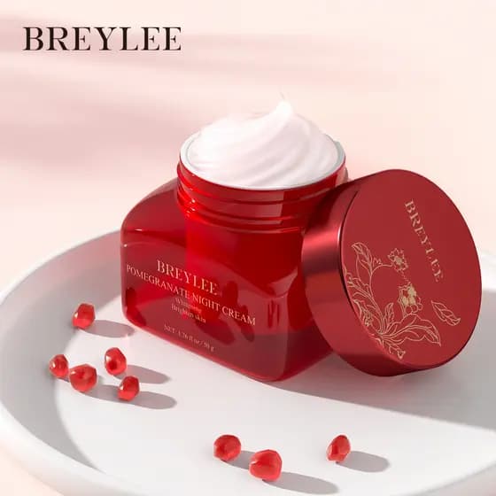 Creme Noturno de Romã Vermelha BREYLEE, Alta Capacidade de Clareamento e Hidratação, 50g
