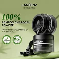 Máscara removedora de cravos com carvão de bambu LANBENA, limpeza profunda, remove cravos, acne, fecha os poros 30g+60pc