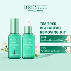 Máscara Removedora de Cravos BREYLEE (Nº 1) e Sérum Redutor de Poros (Nº 2), Limpa e Purifica Profundamente, Remove Crav
