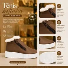 Tênis Botinha com Sherpa Inverno Casual